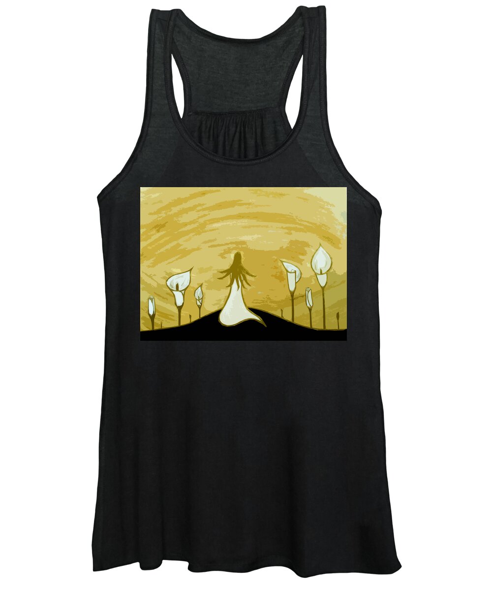 Lady Women's Tank Top featuring the painting Lilies Of The Field 2 by Angelina Tamez
