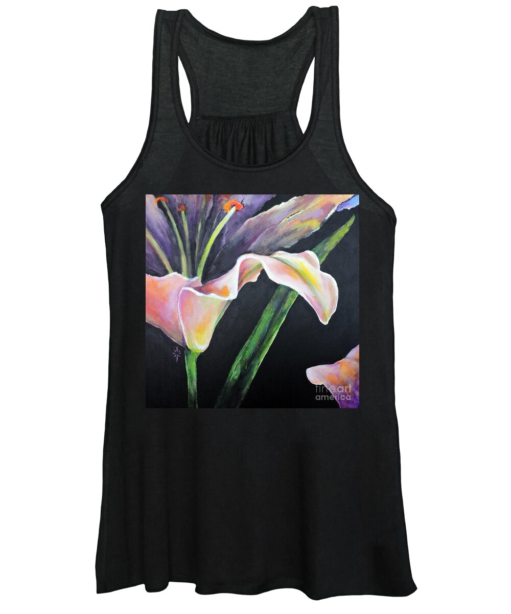 Floral Women's Tank Top featuring the painting Lily by Jodie Marie Anne Richardson Traugott     aka jm-ART