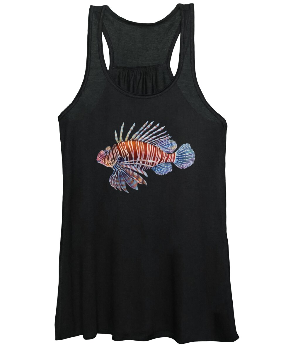 Lionfish Women's Tank Top featuring the painting Lionfish on Black by Hailey E Herrera
