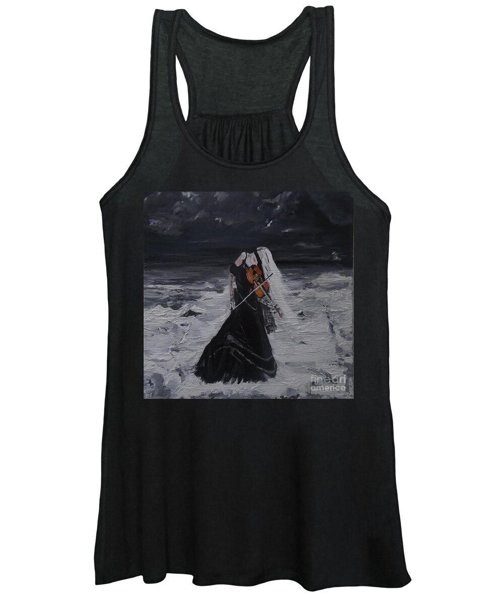 Acrylic Portrait Women's Tank Top featuring the painting Listen by Denise Morgan