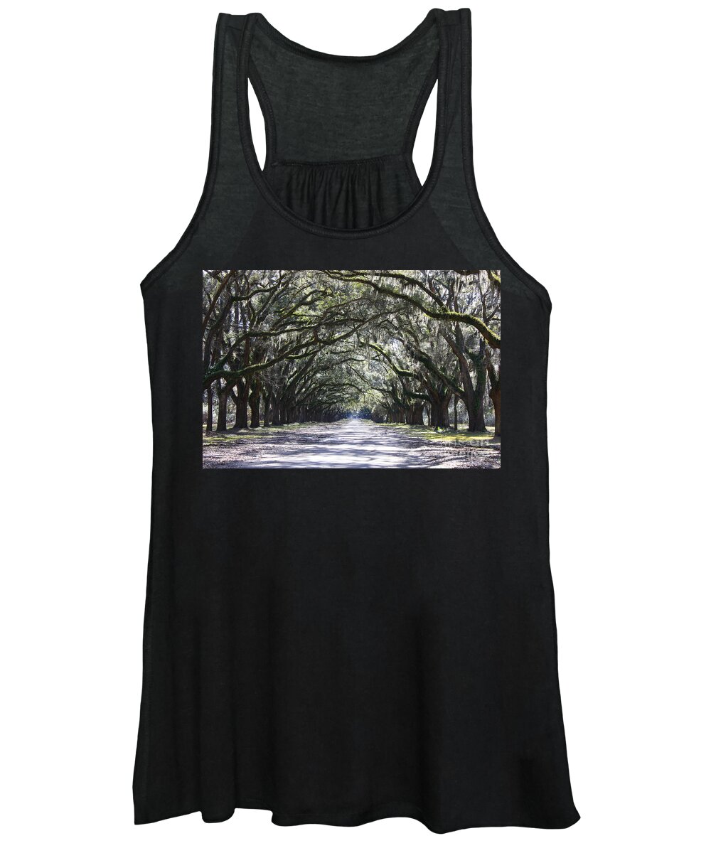 Landscape Women's Tank Top featuring the photograph Live Oak Lane in Savannah by Carol Groenen