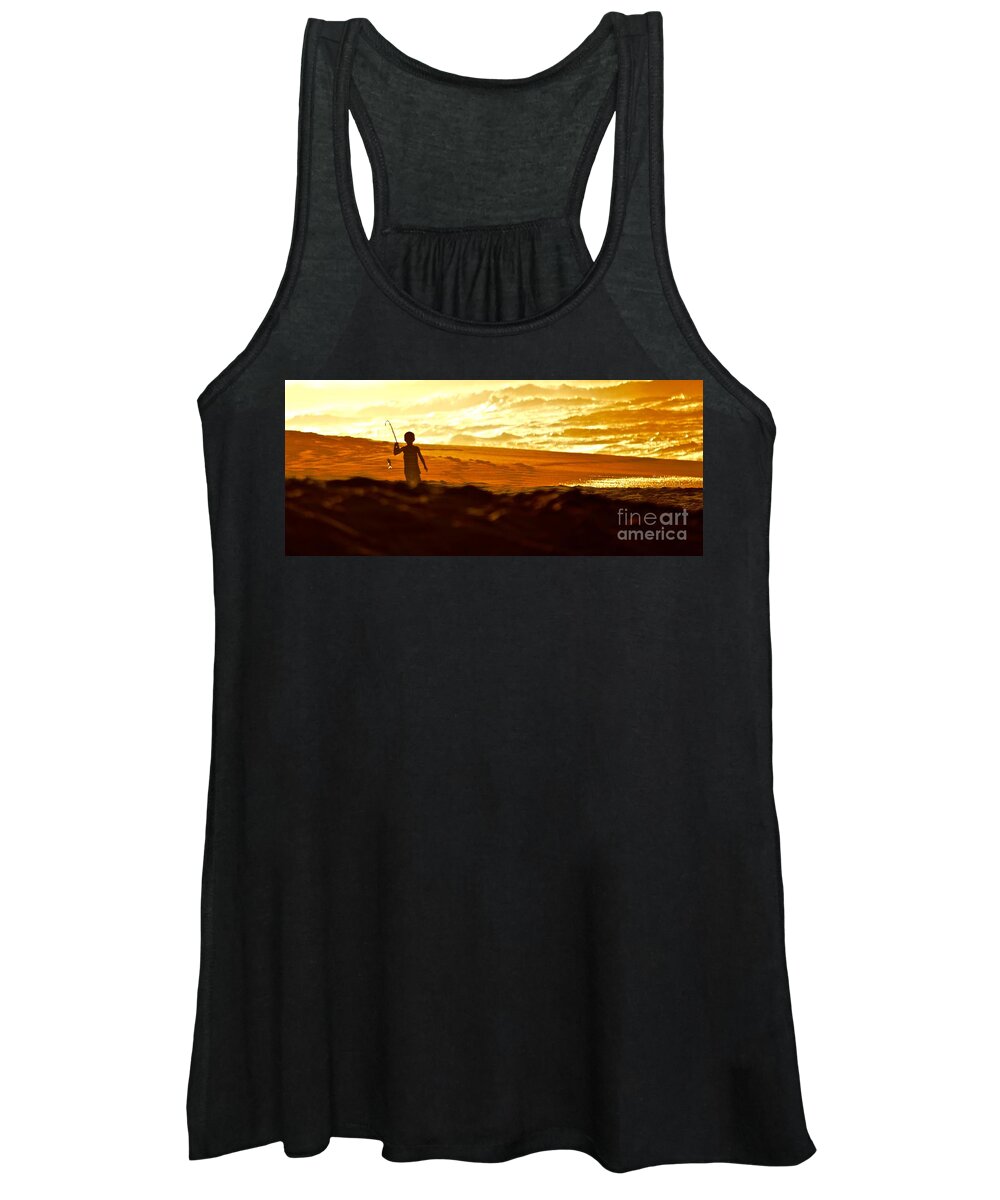 Boy Women's Tank Top featuring the photograph Look, Look I Caught a Fish by Debra Banks