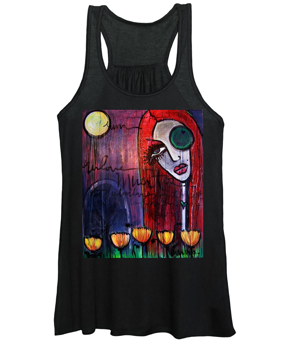 Luna Women's Tank Top featuring the painting Luna our love muertos by Laurie Maves ART