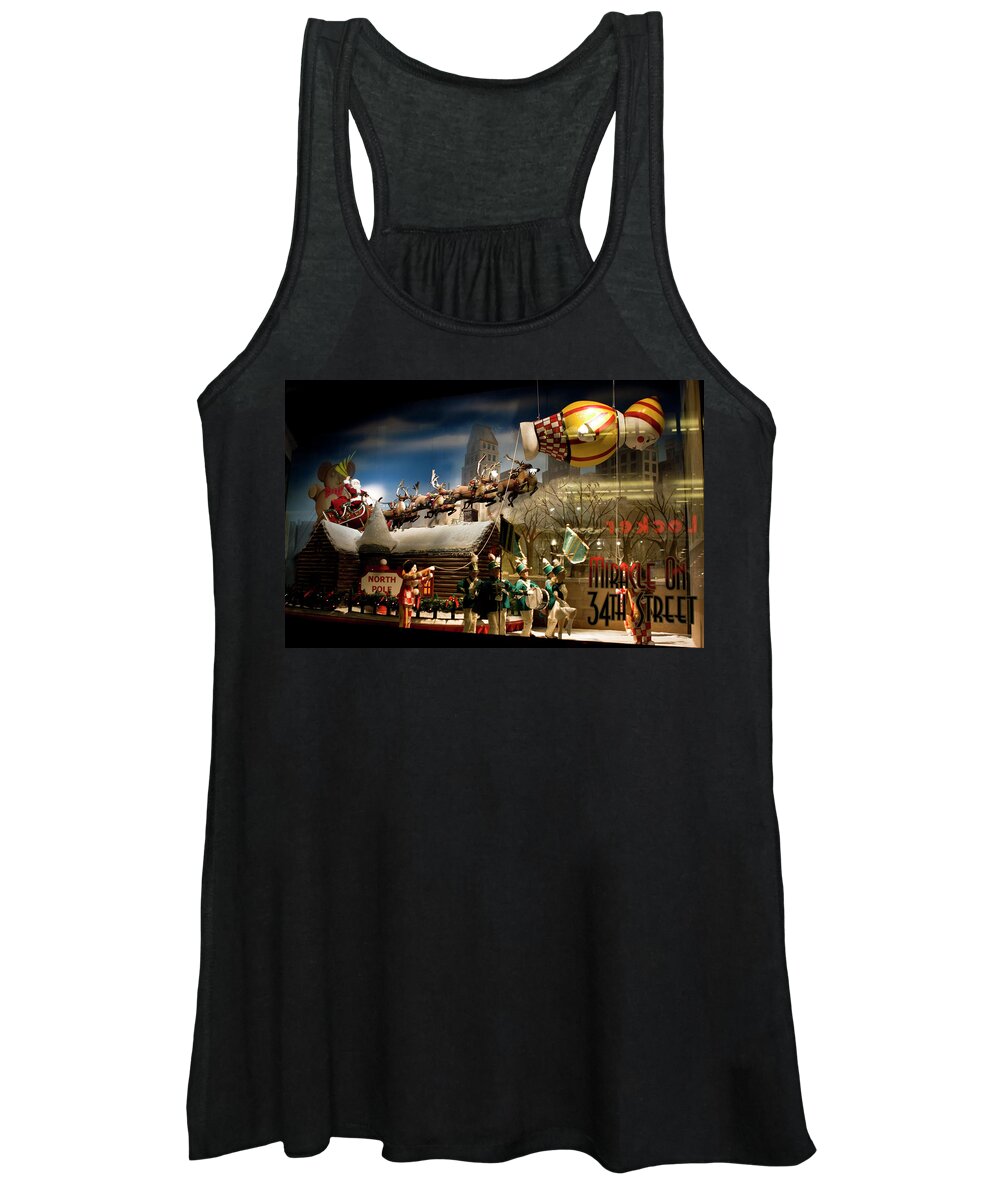 New York City Women's Tank Top featuring the photograph Macy's Miracle on 34th Street Christmas Window by Lorraine Devon Wilke