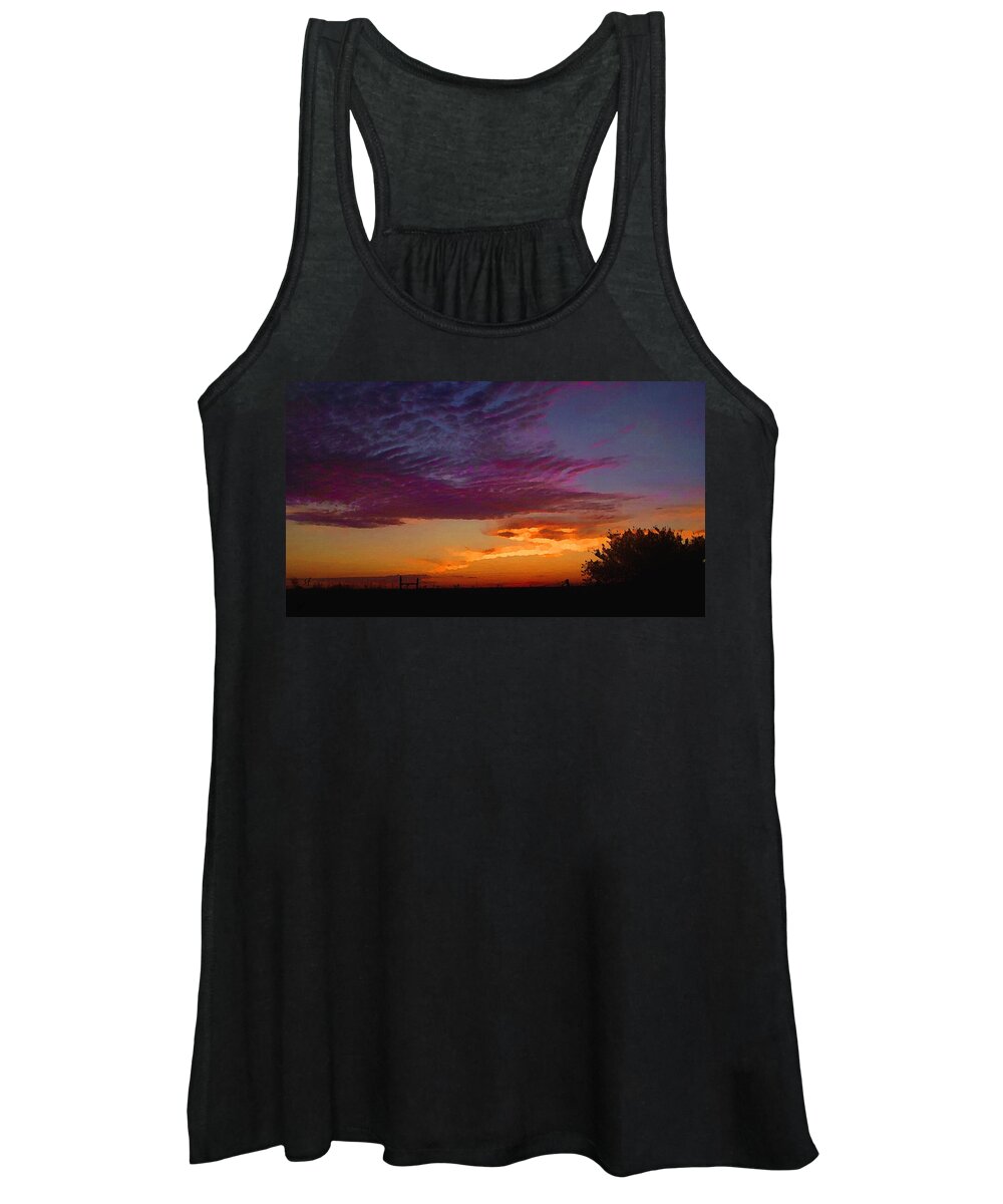 Sunrise Women's Tank Top featuring the mixed media Magenta Morning Sky by Shelli Fitzpatrick