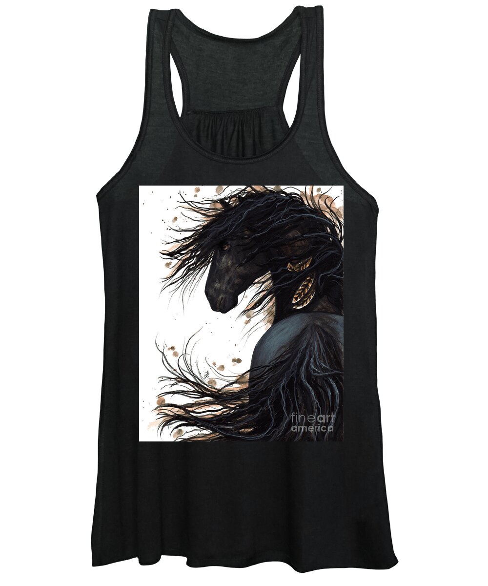 Majestic Horse Women's Tank Top featuring the painting Majestic Friesian 143 by AmyLyn Bihrle