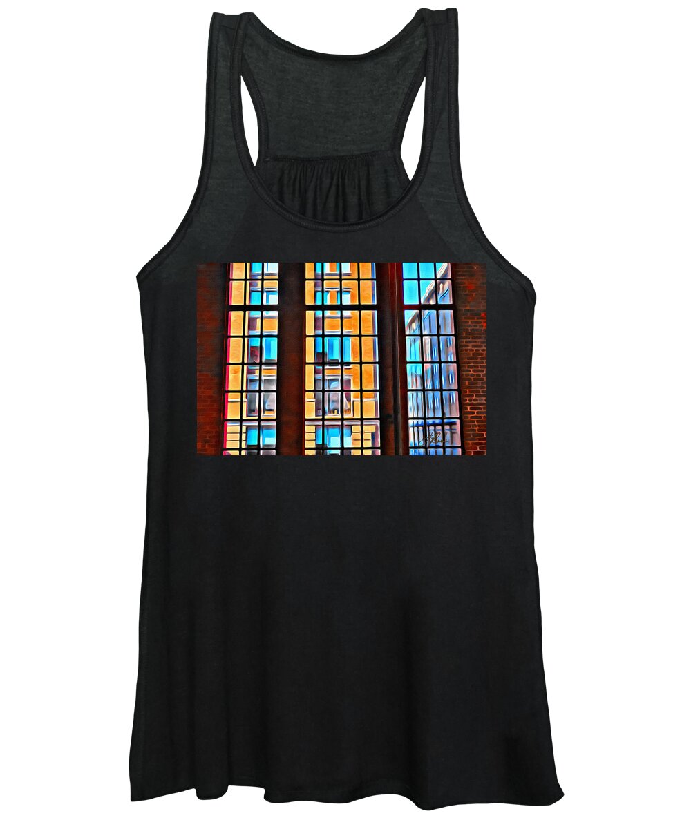 Looking Out Of Windows To See Windows Women's Tank Top featuring the painting Manhattan Windows by Joan Reese