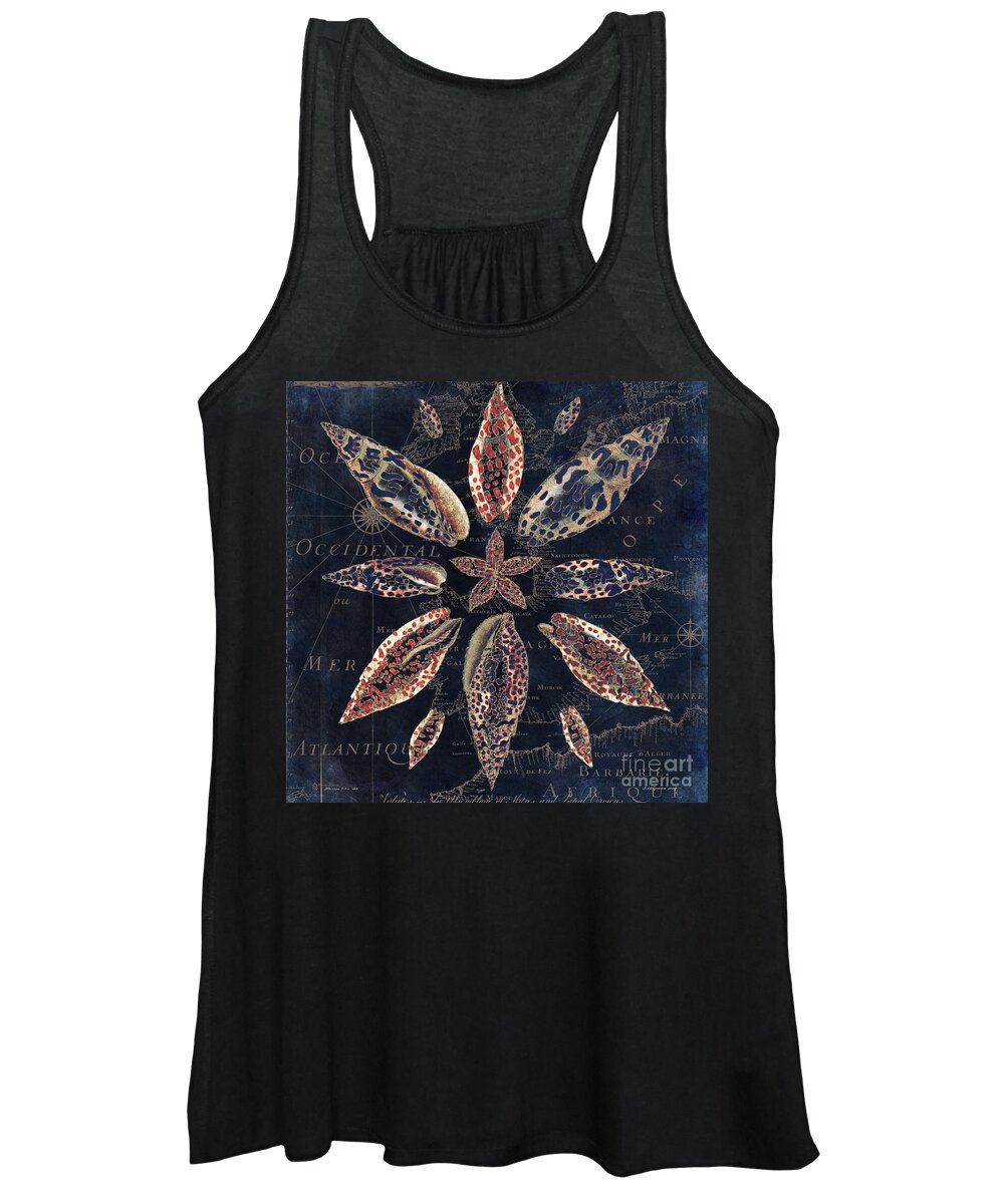 Beautiful Seashells Women's Tank Top featuring the painting Maritime Blues III by Mindy Sommers