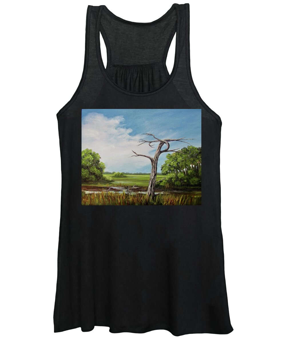 Island Women's Tank Top featuring the painting Marsh Sentinel by Marlyn Boyd