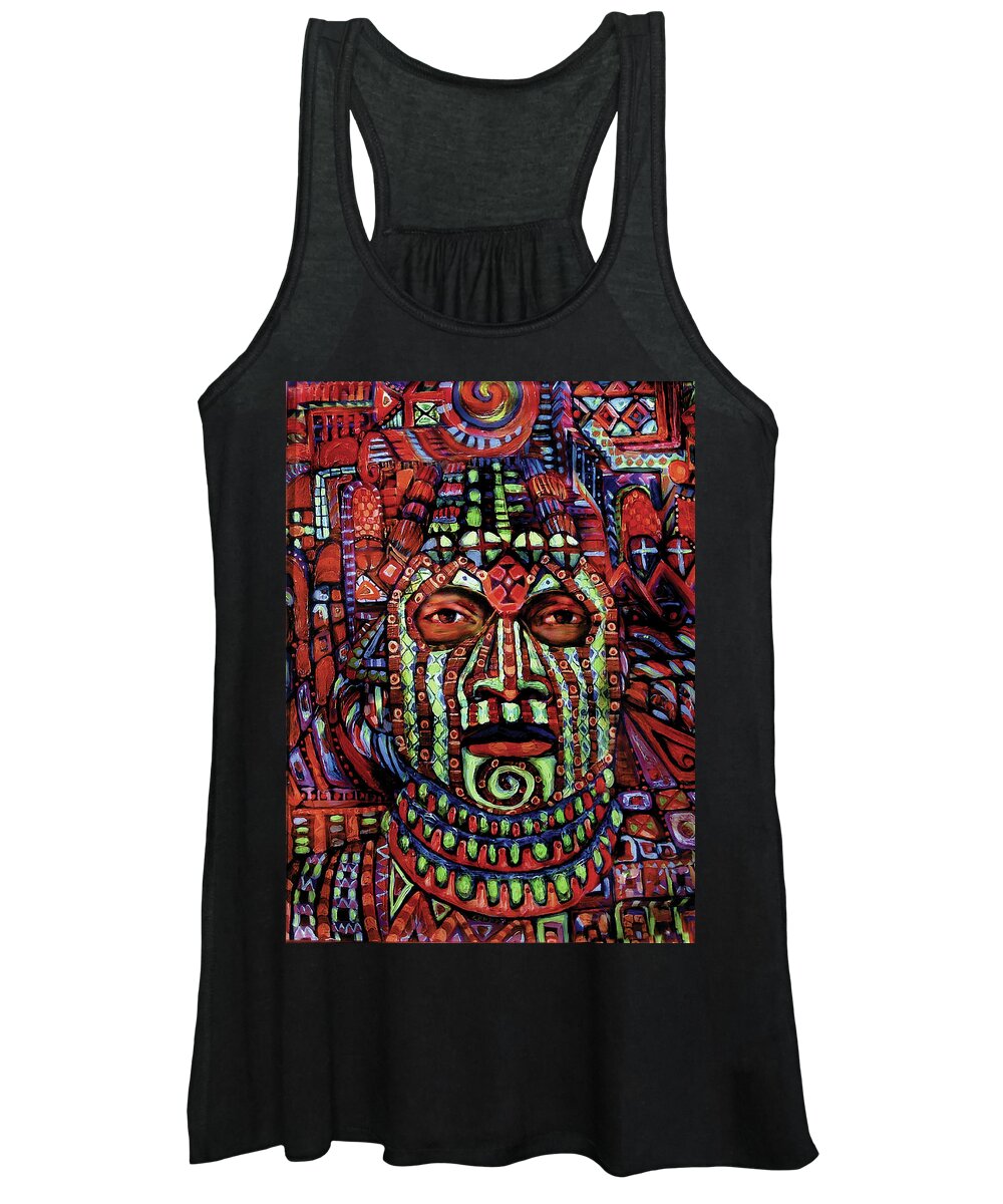 Masks Women's Tank Top featuring the painting Masque Number 3 by Cora Marshall