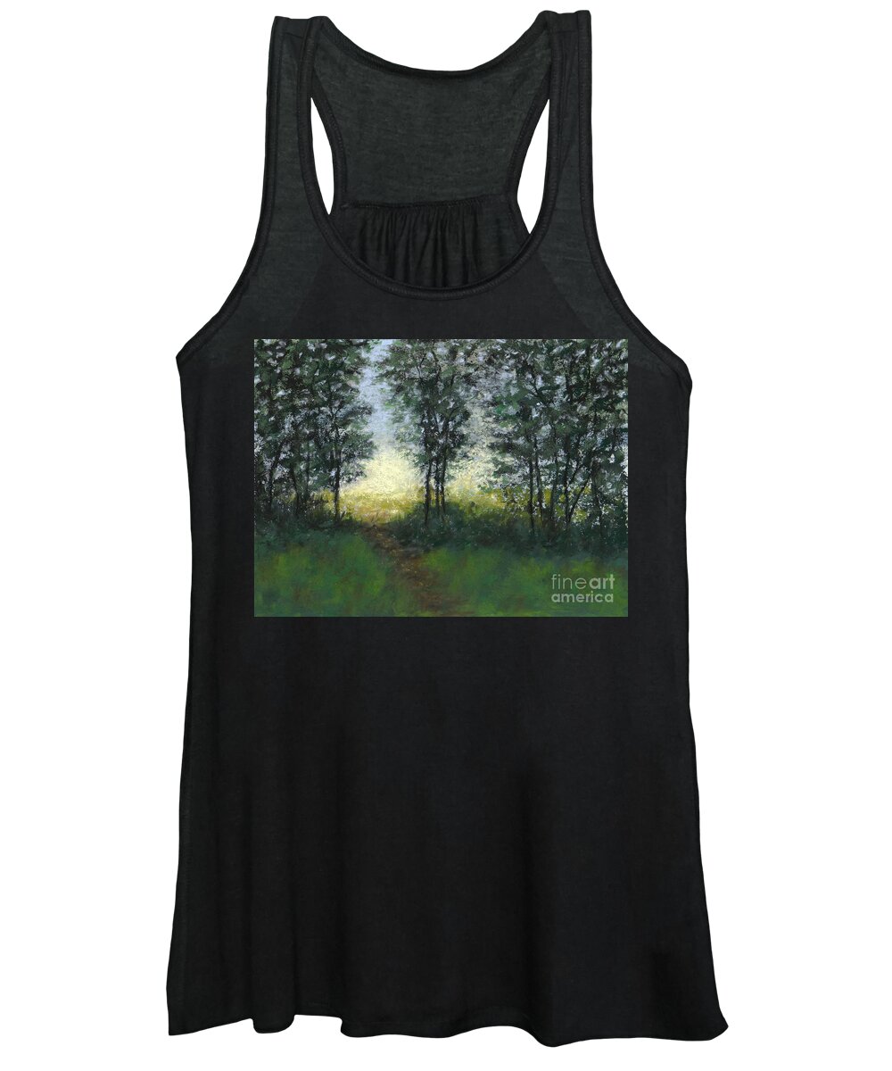 Landscape Women's Tank Top featuring the painting Meadow at Dawn by Ginny Neece