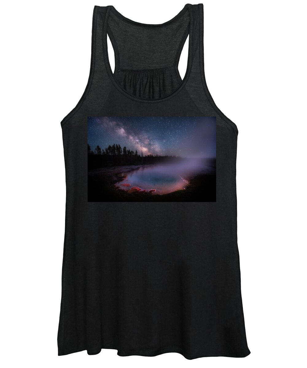 Milkyway Women's Tank Top featuring the photograph Milky Way in Yellowstone by Michael Ash
