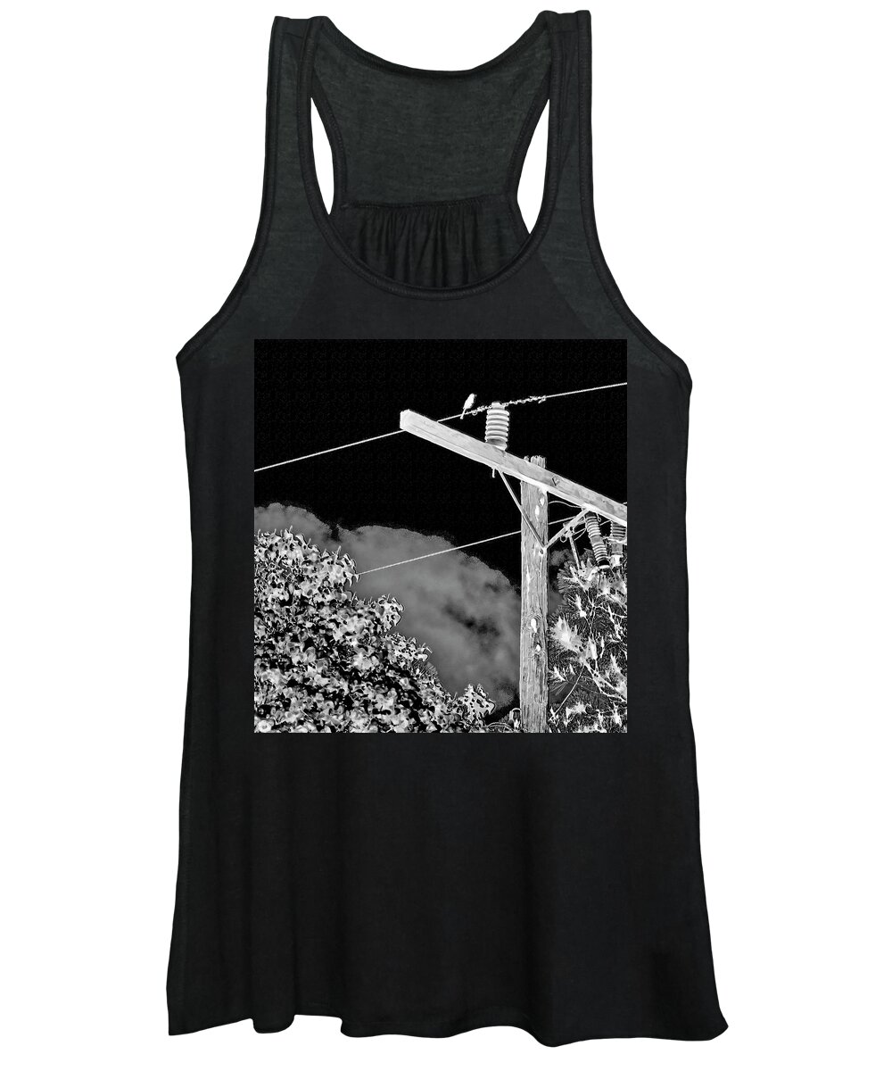 Mockingbird Women's Tank Top featuring the photograph Mockingbird on a Wire by Gina O'Brien