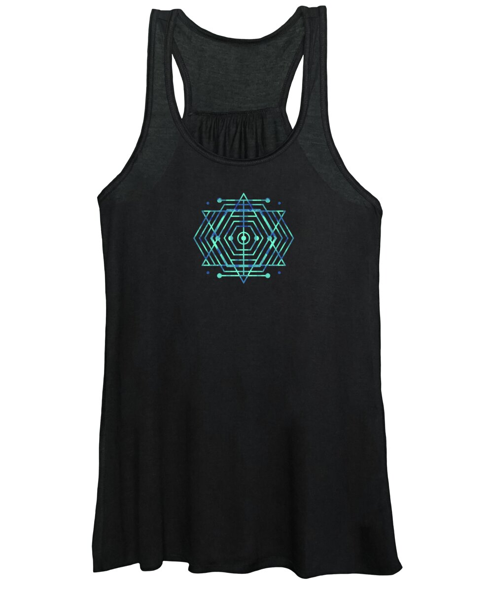 Green Women's Tank Top featuring the digital art Modern Fashion Abstract Color Pattern in Blue  Green by Philipp Rietz