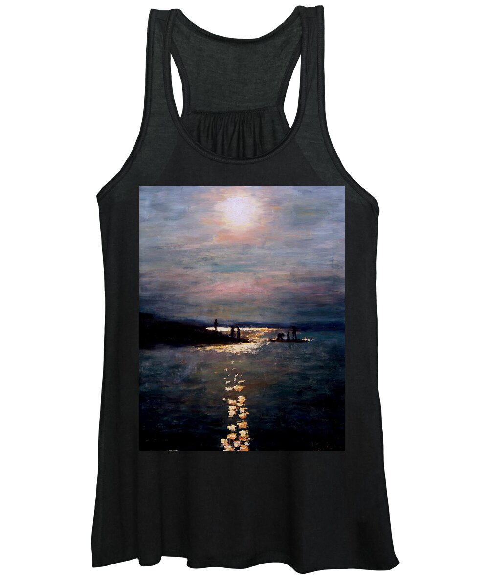 Sunset Women's Tank Top featuring the painting Moonlight by Ashlee Trcka