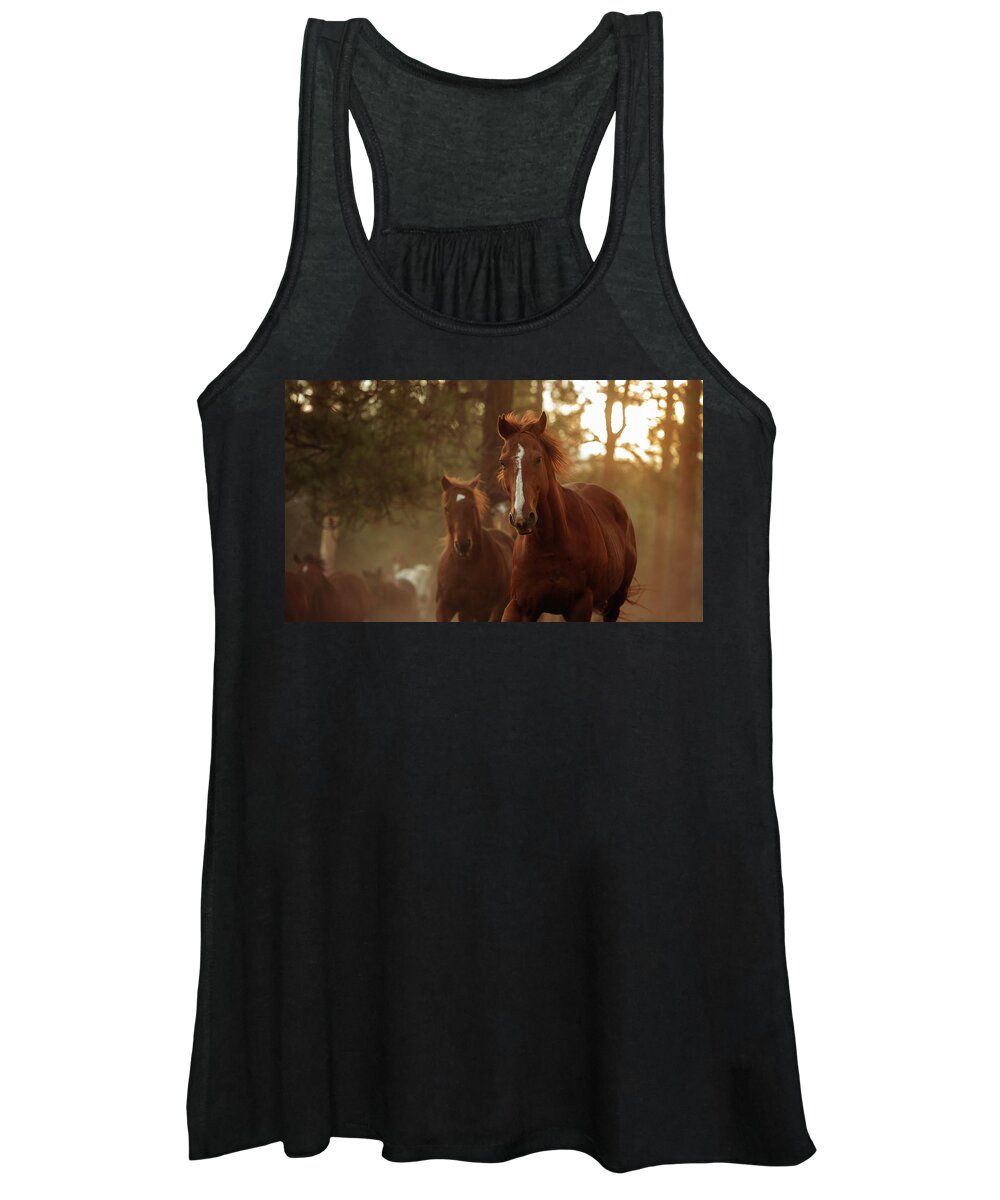 Three Bars Ranch Women's Tank Top featuring the photograph Morning Jog - Three Bars Ranch by Ryan Courson