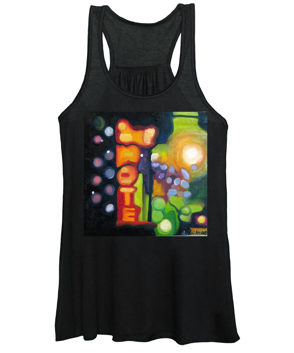 N Women's Tank Top featuring the painting Motel Lights by Patricia Arroyo