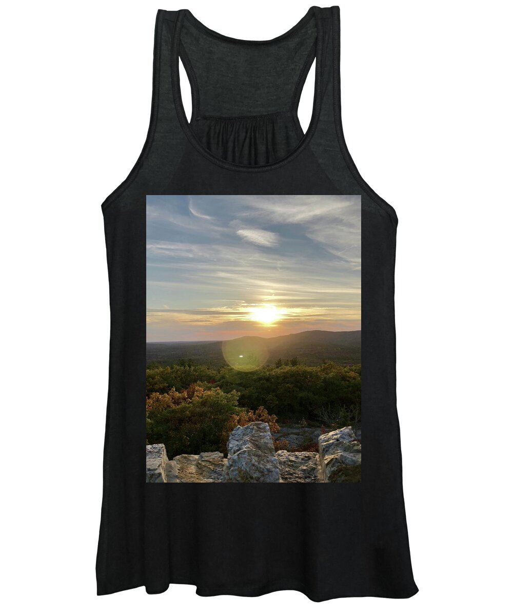 Mount Battie Women's Tank Top featuring the photograph Mountain Sunset by Lisa Pearlman