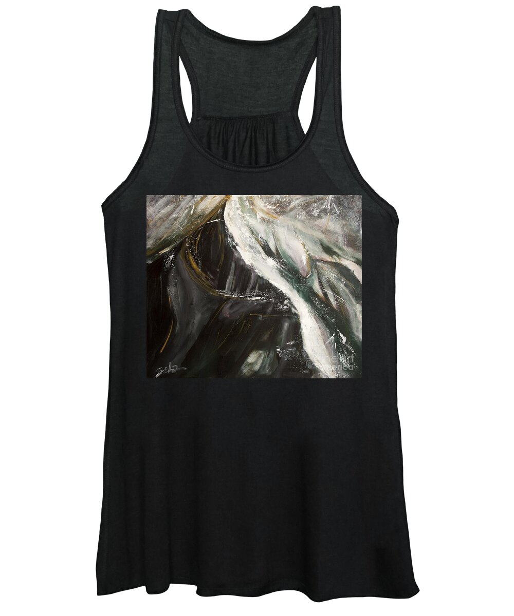 Abstract Landscape Women's Tank Top featuring the painting Mountain Wind by Lidija Ivanek - SiLa