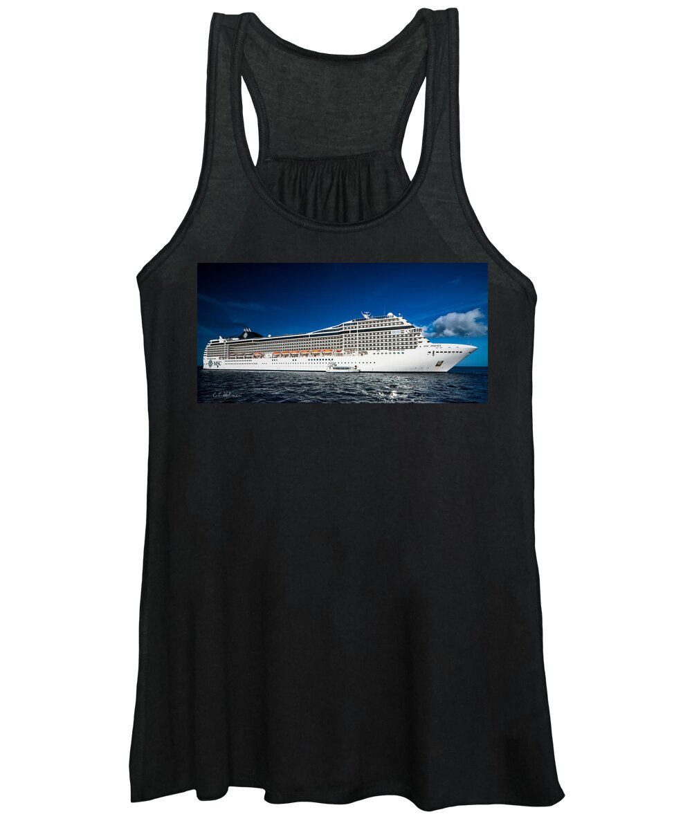 Ship Women's Tank Top featuring the photograph MSC Poesia by Christopher Holmes