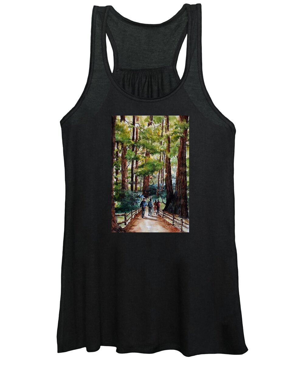 Trees Women's Tank Top featuring the painting Muir woods by Aparna Pottabathni