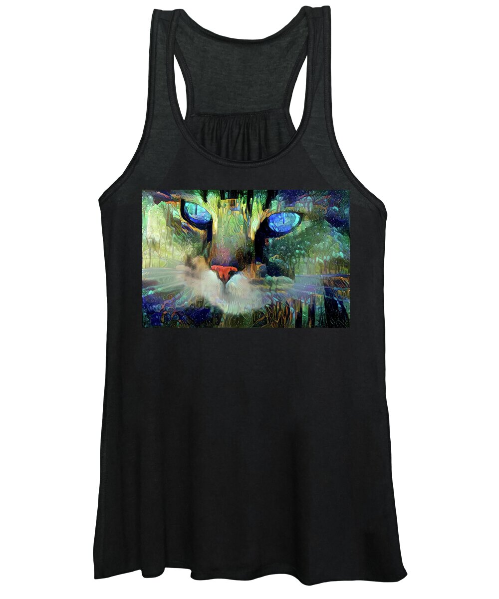 Cats Women's Tank Top featuring the digital art Mystical Cat Art by Peggy Collins