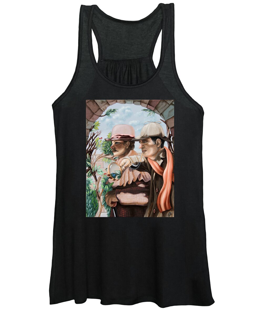 Sherlock Holmes Women's Tank Top featuring the painting New Story by Sir Arthur Conan Doyle About Sherlock Holmes by Victor Molev