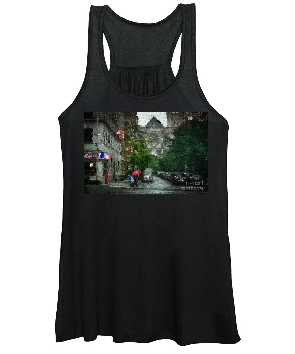 Church Women's Tank Top featuring the digital art New York Upper West Side Scene by Amy Cicconi