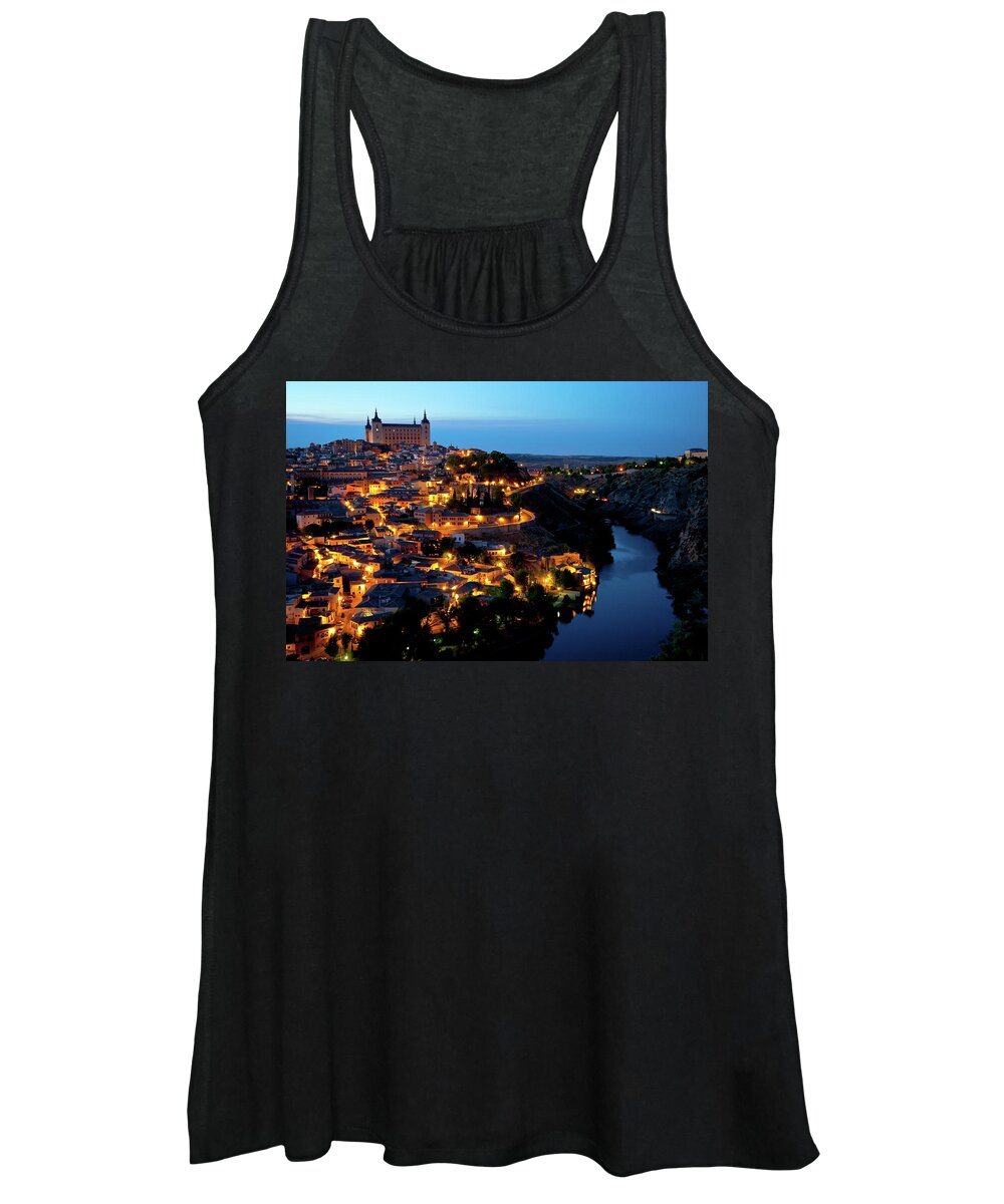 Spain Women's Tank Top featuring the photograph Nightfall over Toledo by Harry Spitz