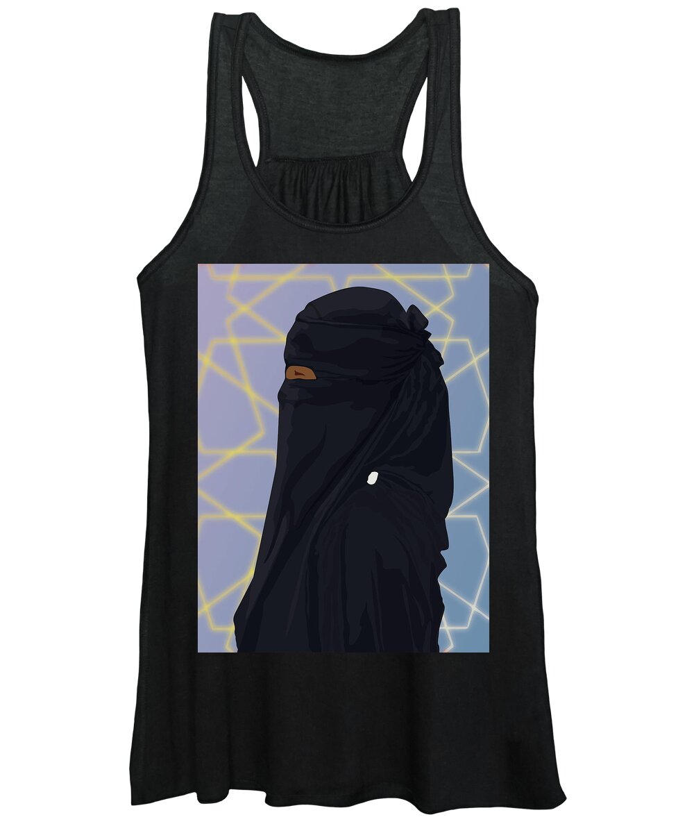 Muslim Women's Tank Top featuring the digital art Niqabi Center by Scheme Of Things Graphics