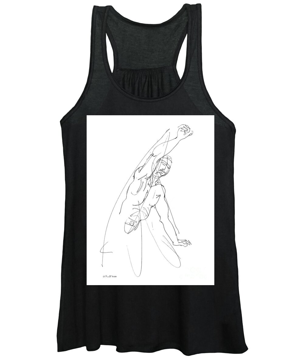Male Women's Tank Top featuring the drawing Nude_Male_Drawing_25 by Gordon Punt