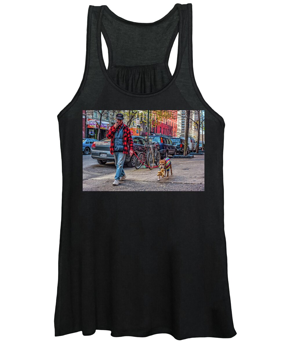 New York City Women's Tank Top featuring the photograph NY Dog Walk by Ed Broberg