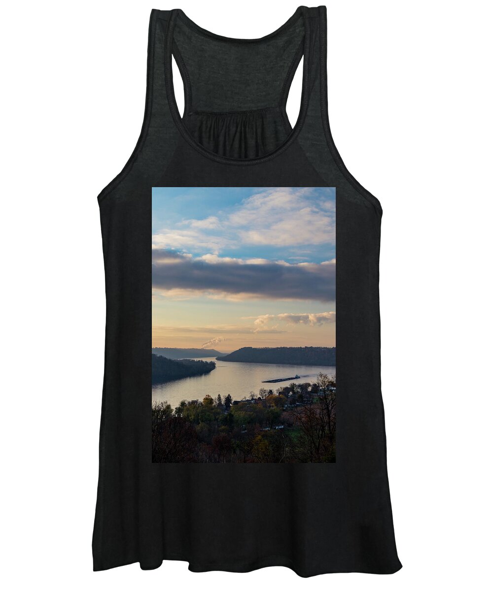 Ohio River Women's Tank Top featuring the photograph Ohio River Barge by Joe Kopp