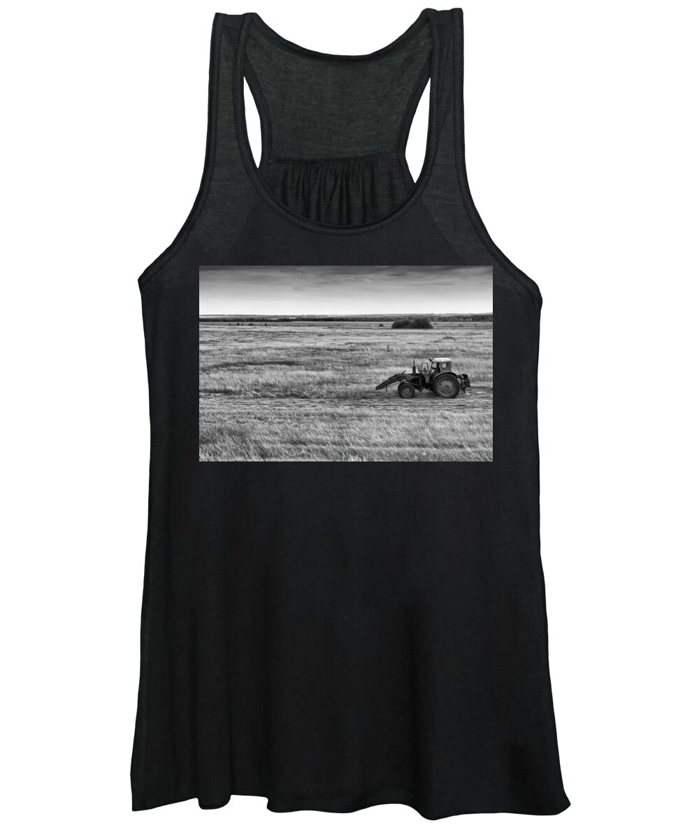 Agricultural Women's Tank Top featuring the photograph Old Blue Tractor by John Williams