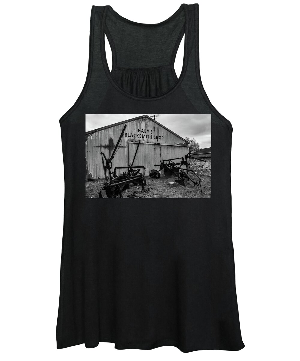 Blacksmith Women's Tank Top featuring the photograph Old Frisco Blacksmith Shop by Nicole Lloyd