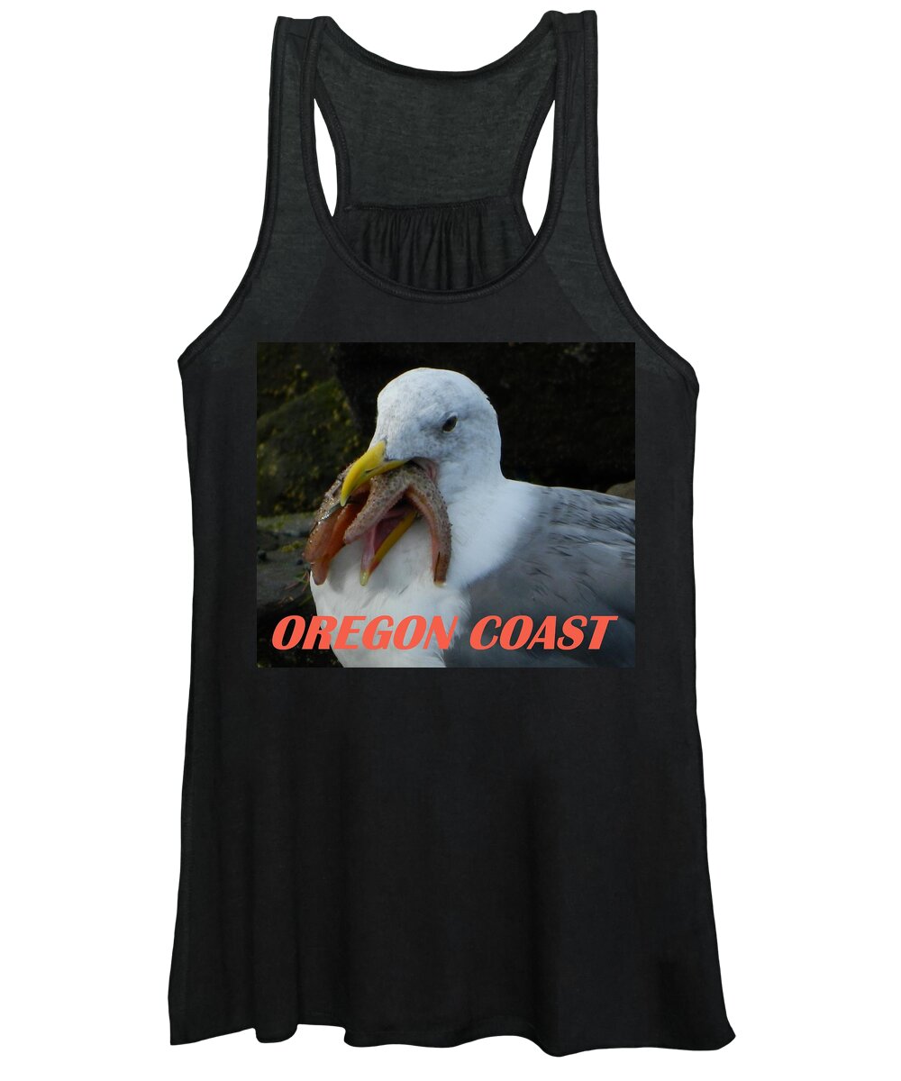 Seagull Women's Tank Top featuring the photograph Oregon Coast Seagull Eating Starfish by Gallery Of Hope 