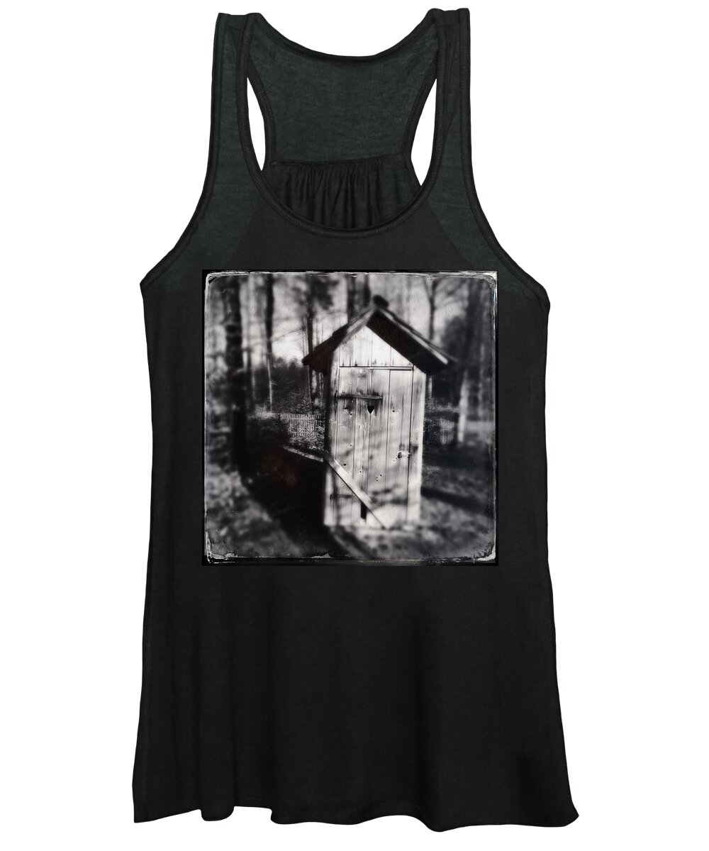 Outhouse Women's Tank Top featuring the photograph Outhouse black and white wetplate by Matthias Hauser