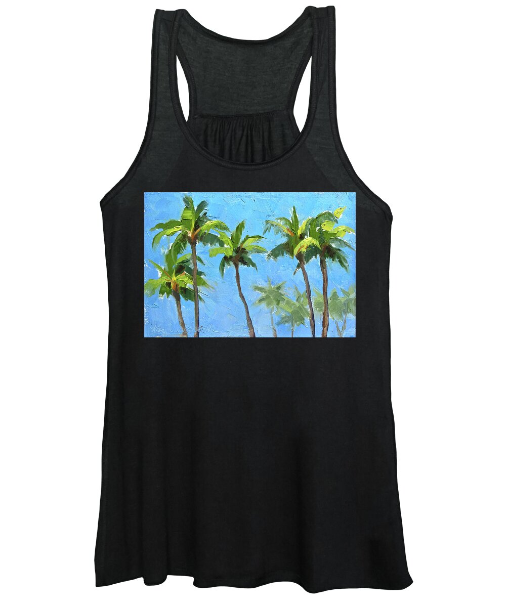  Island Women's Tank Top featuring the painting Palm Tree Plein Air Painting by K Whitworth