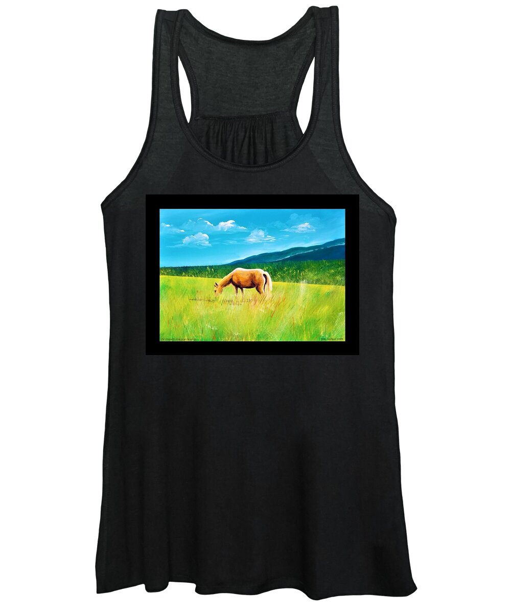Palomino Women's Tank Top featuring the painting Palomino Early Morning by Jim Harris