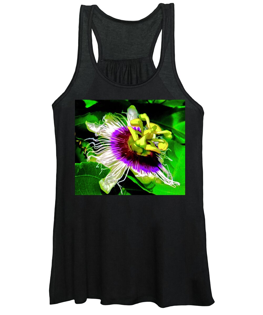 Passion Flower 3 Uplift Purple Radiating Women's Tank Top featuring the photograph Passion Flower 3 Uplift by Joalene Young