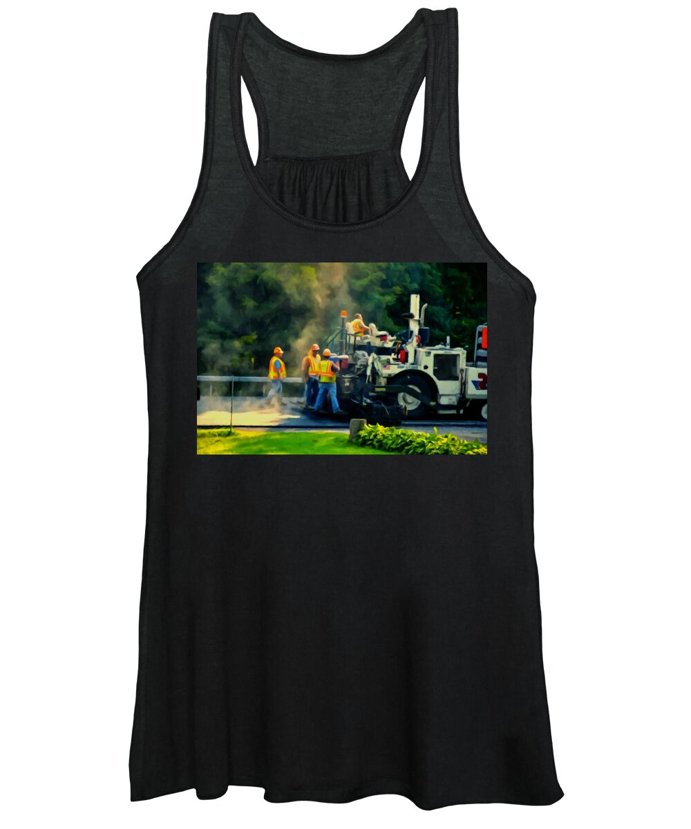 Paving Crew Women's Tank Top featuring the painting Paving Crew by Jeelan Clark