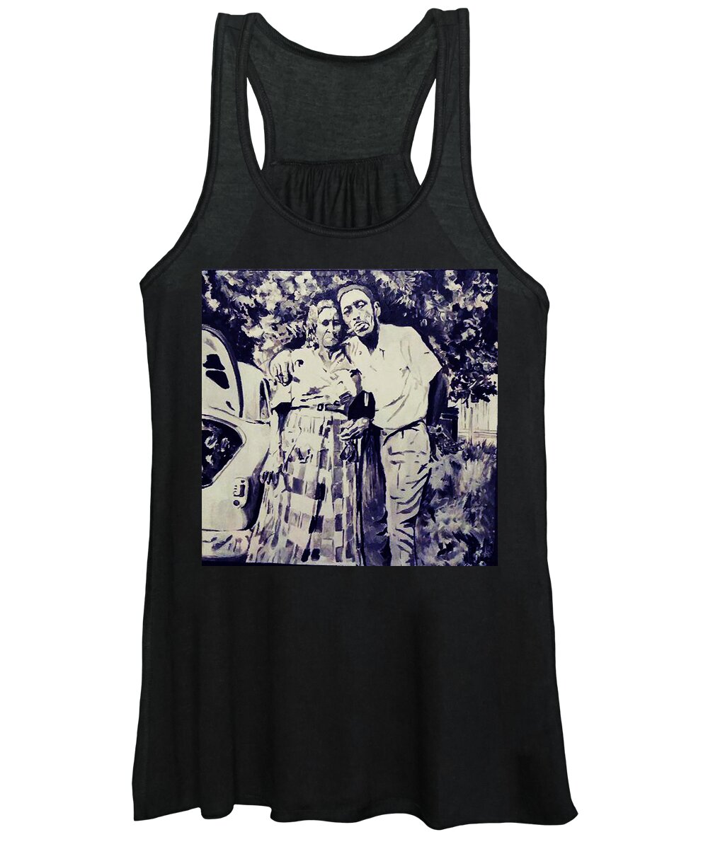 Douglas Davis Sr. And Maggie Davis Women's Tank Top featuring the painting Paw Paw and Gm Maggie by Femme Blaicasso