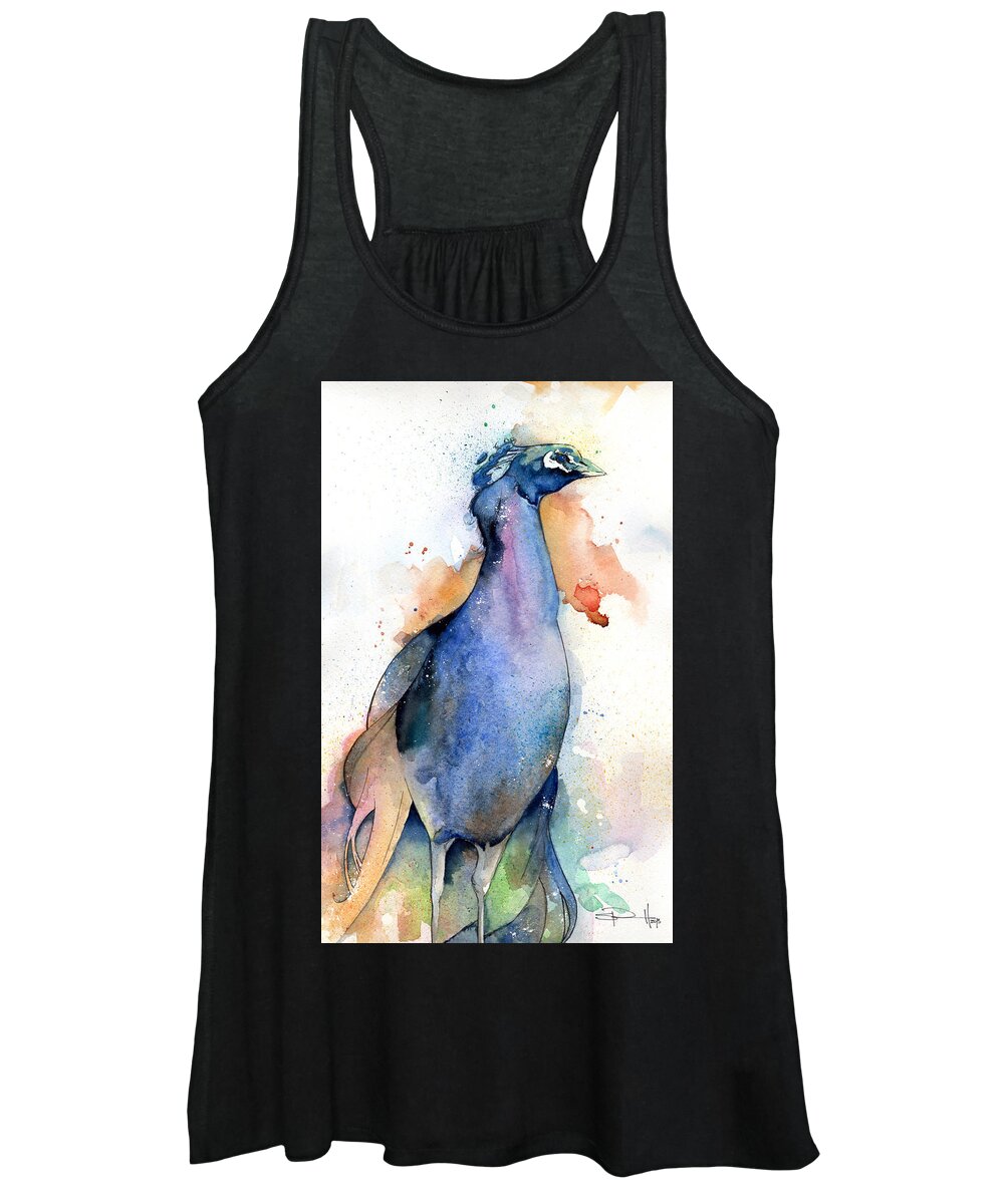 Bird Women's Tank Top featuring the painting Peacock by Sean Parnell