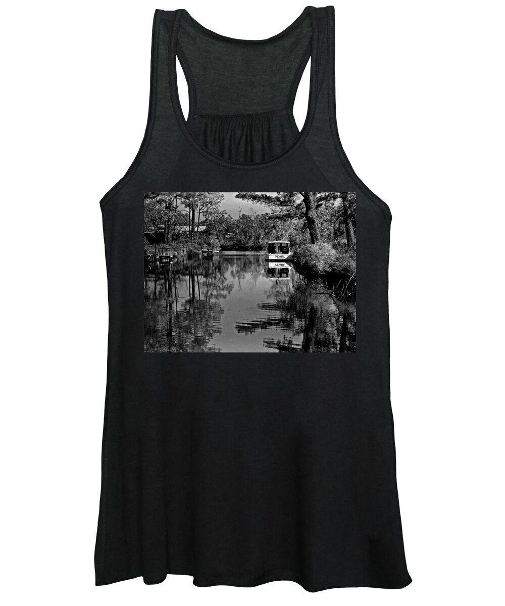 Shrimp Boat Women's Tank Top featuring the painting Pearl BW by Michael Thomas