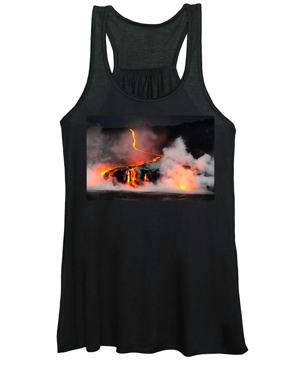 Lava Women's Tank Top featuring the photograph Pele's Fury Kilauea National Park by Lawrence Knutsson