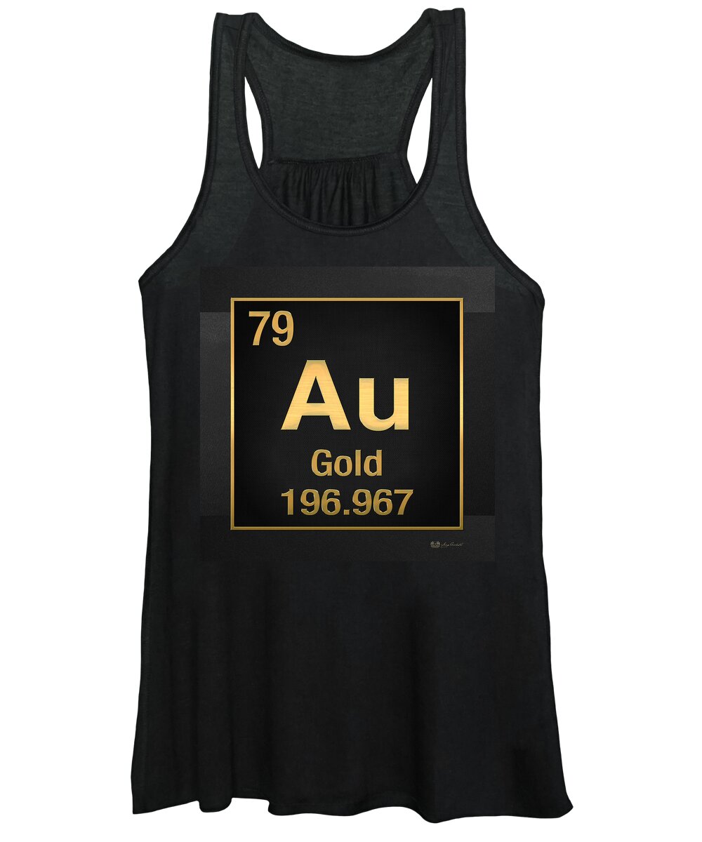 the Elements Fine Art Collection By Serge Averbukh Women's Tank Top featuring the photograph Periodic Table - Gold on Black by Serge Averbukh