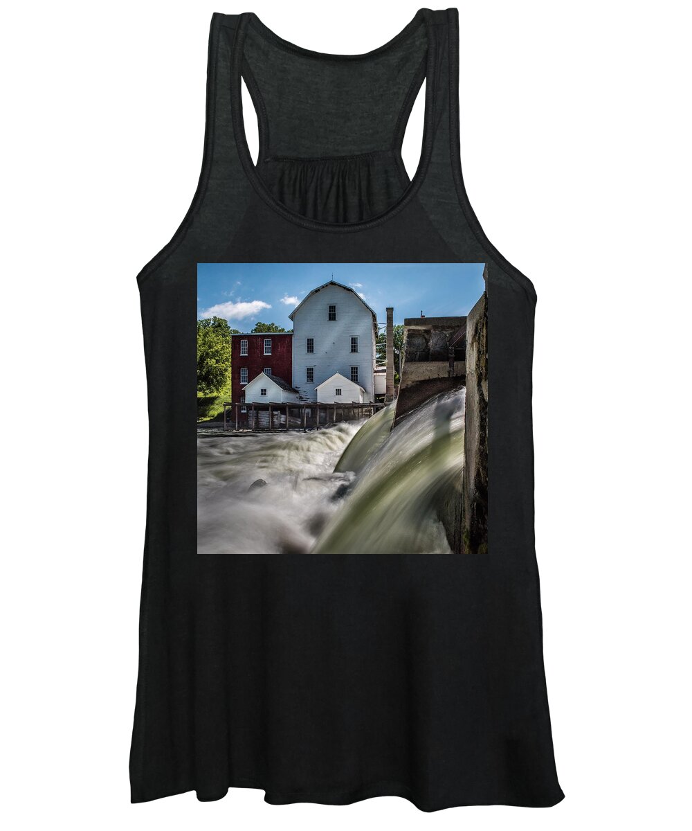 Phelps Women's Tank Top featuring the photograph Phelps Mill Falls by Paul Freidlund