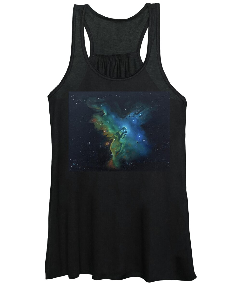 Space Women's Tank Top featuring the painting Pillars of Creation by Neslihan Ergul Colley