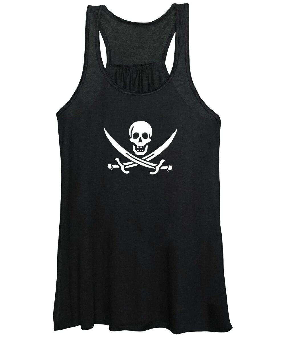 Pirate Women's Tank Top featuring the digital art Pirate Flag Jolly Roger of Calico Jack Rackham tee by Edward Fielding