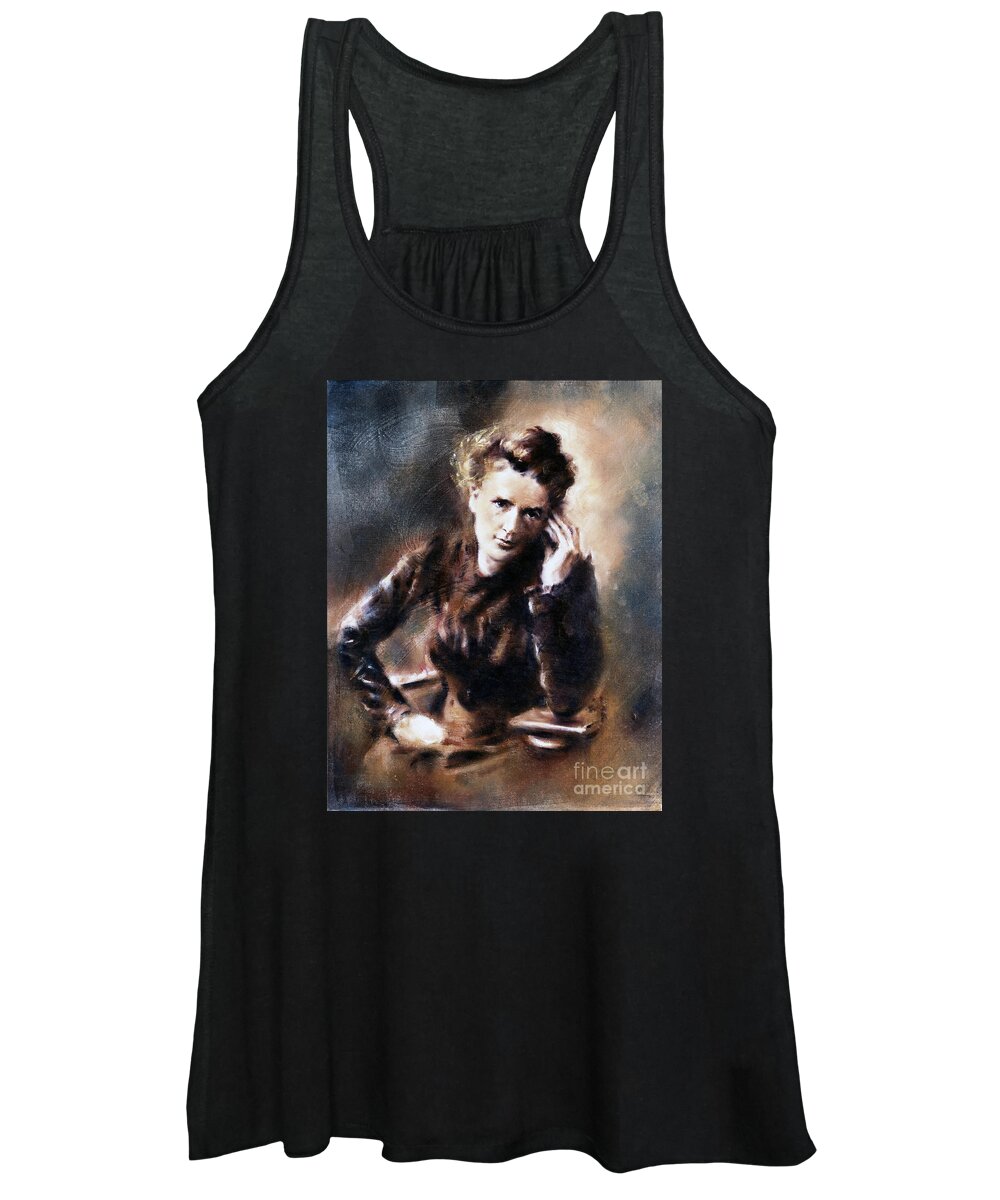 Marie Curie Women's Tank Top featuring the painting Portrait of Marie Curie by Ritchard Rodriguez